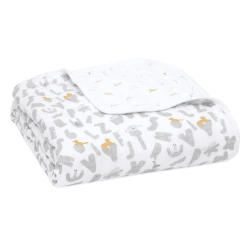 Image showing the Essentials Cotton Muslin Blanket, 112 x 112cm, Alphabet Animals product.