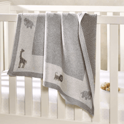 Image showing the Organic Cotton Safari Blanket, 75 x 100cm, Grey product.