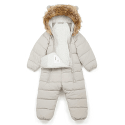 Image showing the Cloud Pramsuit Onesie with Faux Fur, 0 - 6 Months, Winter White product.