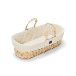 Image showing the Natural Knitted Moses Basket Bundle incl. Rocking Stand & Mattress, Linen product.