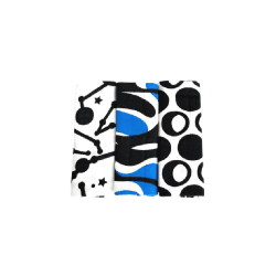 Image showing the Sky Pack of 3 Sensory Organic Cotton Muslin Squares, 60 x 60cm, Black, White & Blue product.