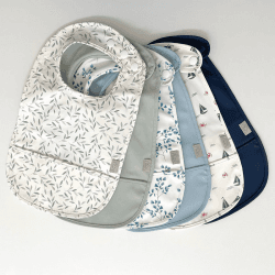 Image showing the Pack of 2 Recycled Polyester Bibs with Pocket, Green Leaves, Dusty Green product.