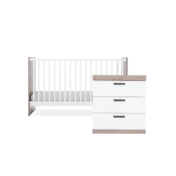 Image showing the Enzo 2 Piece Nursery Furniture Set excl. Mattress, Truffle Oak/White product.