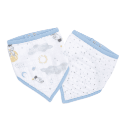 Image showing the Essentials Pack of 2 Cotton Muslin Bandana Bibs, 41 x 21.5cm, Space Explorers product.