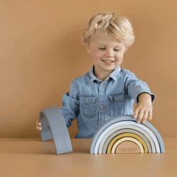 Image showing the Rainbow Wooden Stacker Toy, Blue product.