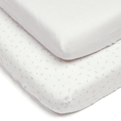 Image showing the Welcome To The World Floral Cot Bed Fitted Sheets 2 Pack, Pink Stripe/Floral product.