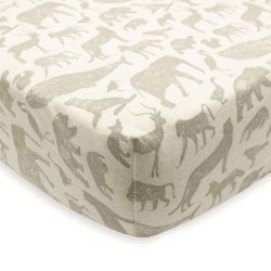 Image showing the Adventurous Animals Jersey Bedside Crib Fitted Sheet, 50 x 80cm, Nougat product.