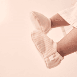 Image showing the Baby Booties, 0 - 3 Months, Blush Stripe product.