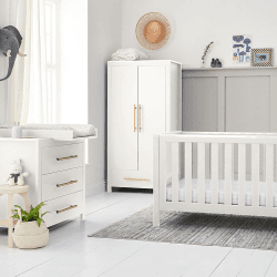 Image showing the Tivoli 3 Piece Cot Bed Nursery Furniture Set, White product.
