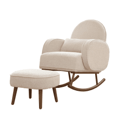 Image showing the Micah Boucle Rocking Chair with Footstool, Fresh Cream product.