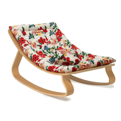 Image showing the Levo Wooden Baby Rocker, Beech, Hibiscus product.