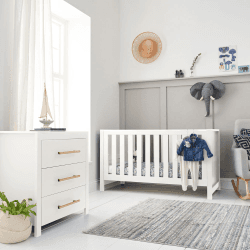Image showing the Tivoli 2 Piece Cot Bed Nursery Furniture Set, White product.
