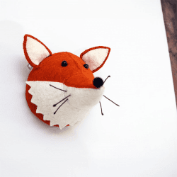 Image showing the Fox Head Mini Felt Animal Wall Decoration, Orange product.