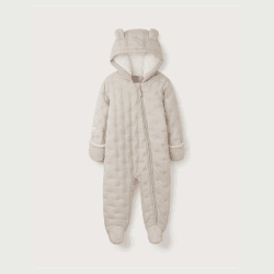 Image showing the Recycled Star Quilted Pramsuit, 0 - 3 Months, Pebble product.