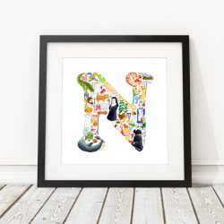 Image showing the N Alphabet Print, 30.5 x 30.5cm, Multi product.
