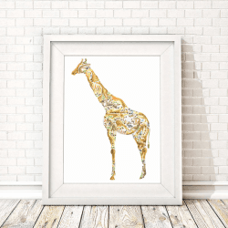 Image showing the G is for Giraffe Alphabet Print, 40 x 30cm, Yellow product.