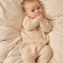 Image showing the Knitted Check Jumper, 3 - 6 Months, Natural White product.