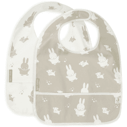 Image showing the Jollein x Miffy Pack of 2 Waterproof Bibs, Olive Green product.