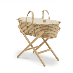 Image showing the Savannah Palm Moses Basket & Folding Stand Bundle, Sandshell product.