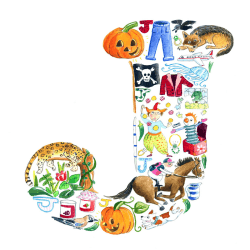 Image showing the J Alphabet Print, 30.5 x 30.5cm, Multi product.