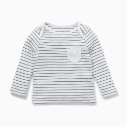 Image showing the Long Sleeve T-Shirt, 0 - 3 Months, Grey Stripe product.