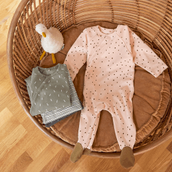 Image showing the Sleepsuit Pyjama GOTS, 0 - 3 Months, Speckles Olive product.