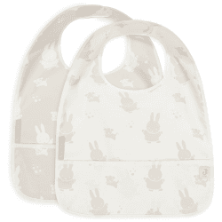 Image showing the Jollein x Miffy Pack of 2 Waterproof Bibs, Nougat product.