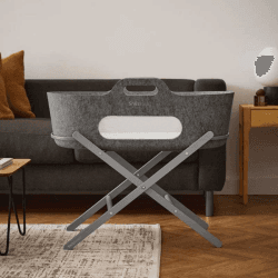 Image showing the SnuzBaskit Moses Basket & Stand Bundle, Dark Grey / Grey product.