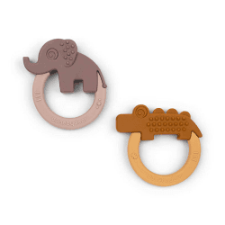 Image showing the Deer Friends Pack of 2 Teethers, Mustard/Powder product.