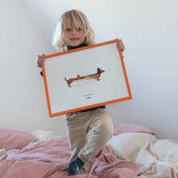 Image showing the All The Way To Paris Doug the Dachshund Print, 30 x 40cm product.
