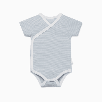 Image showing the Short Sleeve Kimono Bodysuit, 0 - 3 Months, Blue Stripe product.