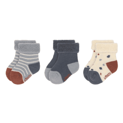 Image showing the Pack of 3 Terry Baby Socks GOTS, 0 - 3 Months, Tiny Farmer Blue product.