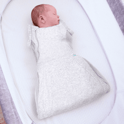 Image showing the Swaddle to Sleep Sleeping Bag, 0.5 TOG, 0 - 4 Months, Minimal Grey product.