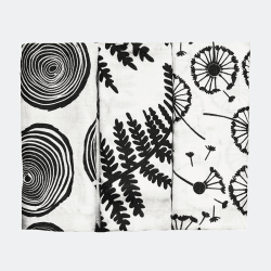 Image showing the Plant Pack of 3 Sensory Organic Cotton Muslin Squares, 60 x 60cm, Black & White product.
