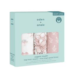 Image showing the Boutique Pack of 3 Organic Cotton Muslin Squares, 70 x 70cm, Earthly product.