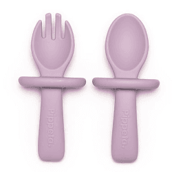 Image showing the My 1st Silicone Spoon & Fork, Lilac product.