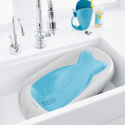 Image showing the Moby Recline & Rinse Baby Bather, Blue product.