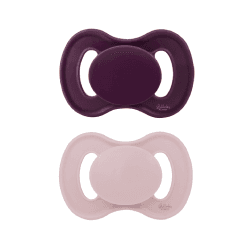Image showing the Pack of 2 Orthodontic Silicone Dummies, 0 - 6 Months, Rose Quartz & Elderberry product.