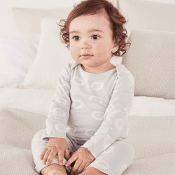 Image showing the Organic Cotton Lion Sleepsuit, 0 - 3 Months, White product.