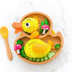 Image showing the Duck Bamboo Suction Plate, Green product.