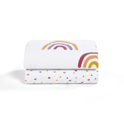 Image showing the SnuzPod Pack of 2 Bedside Crib Fitted Sheets, Rainbow product.
