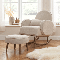 Image showing the Micah Boucle Rocking Chair with Footstool, Biscuit product.