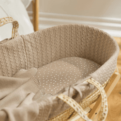 Image showing the Organic Moses Basket Fitted Sheet, Truffle Rice product.