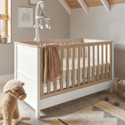 Image showing the Harwell 2 Piece Nursery Furniture Set excl. Mattress, White/Natural product.
