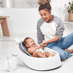 Image showing the Moby Smart Sling 3 Stage Baby Bath Tub, White product.