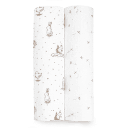 Image showing the Essentials Pack of 2 Silky Soft Bamboo Muslin Swaddles, 112 x 112cm, Healing Nature product.