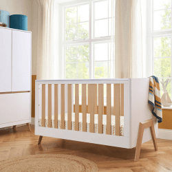 Image showing the Fuori Modern Cot Bed, White/Light Oak product.