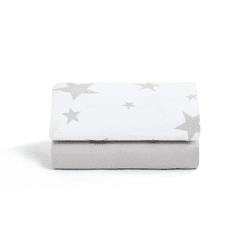 Image showing the SnuzPod Pack of 2 Bedside Crib Fitted Sheets, Star product.