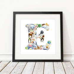 Image showing the E Alphabet Print, 30.5 x 30.5cm, Multi product.