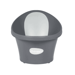 Image showing the Baby Bath with Plug, Slate Grey with White Backrest product.